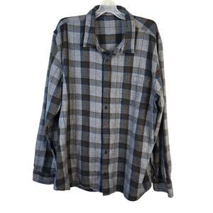 Toad & Co Organic Cotton Shirt Men's XXL Brown Blue Plaid Casual Hiking Work